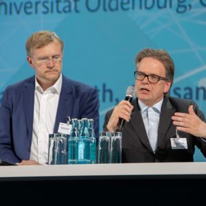 Ralf Klinkenberg (l.), RapidMiner, und Volker Tresp, Ludwig-Maximilians-Universität München © Thilo Schoch